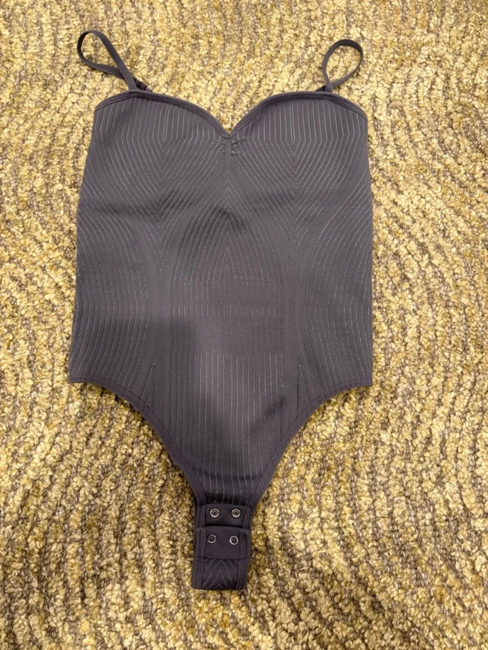 Dynamite Charcoal Ribbed Sweetheart Bodysuit - Picture 2 of 5